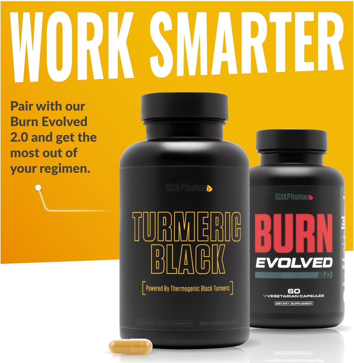 Sculpt Nation Turmeric Curcumin with Black Pepper and Patented Ingredients Supplement Joint Health Support 2-Pack 60 Count Capsules