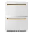 thumbnail image 2 of ZLINE Autograph Edition 24 in. Touchstone 168 Can Outdoor-Rated Dual Refrigerator Drawer with Stainless Steel Doors and Polished Gold Handles (RDSOZ-ST-24-G), 2 of 2