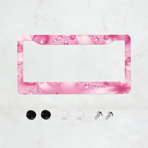Pink License Plate Frame, 1 Piece, Patterned License Plate Holder,Automotive Parts, Universal 2-Hole License Plate Frame With Screws, Front License Plate Cover, 12x6 Inches