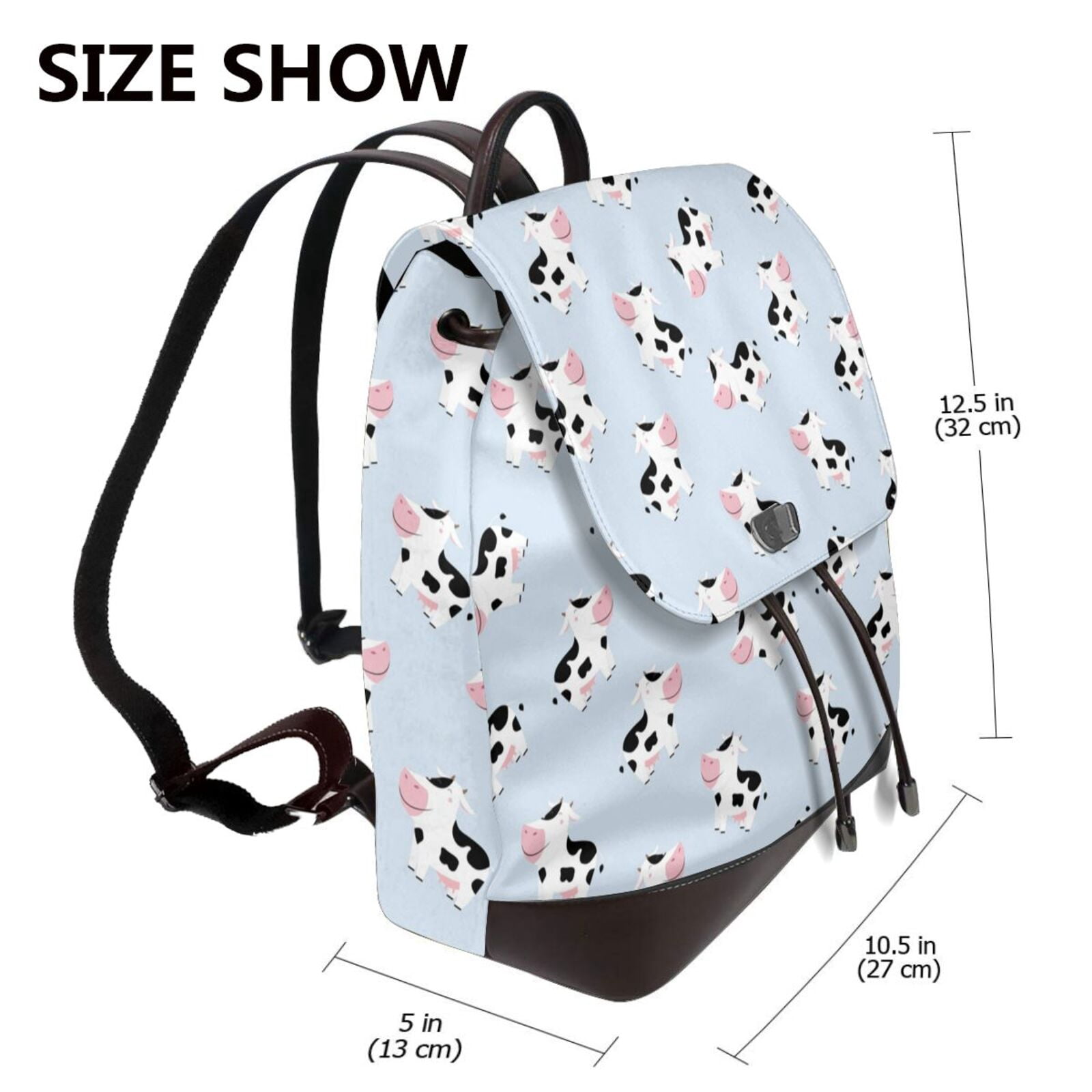 Defioc Cute Farm Cow Print PU Leather Backpack,Backpack Purse for Women Fashion Multipurpose Design Handbag Ladies Bags Travel Backpack
