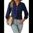 thumbnail image 3 of Camisas Holgadas de Larga Tipo Farol para Mujer, Blusas con Puños Fruncidos para el Trabajo, Blusas de Otoño. Azul Real XXL, 3 of 10