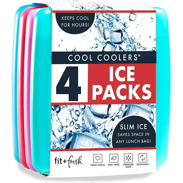 Fit & Fresh Cool Coolers Slim Reusable Ice Packs for Lunch Boxes, Lunch