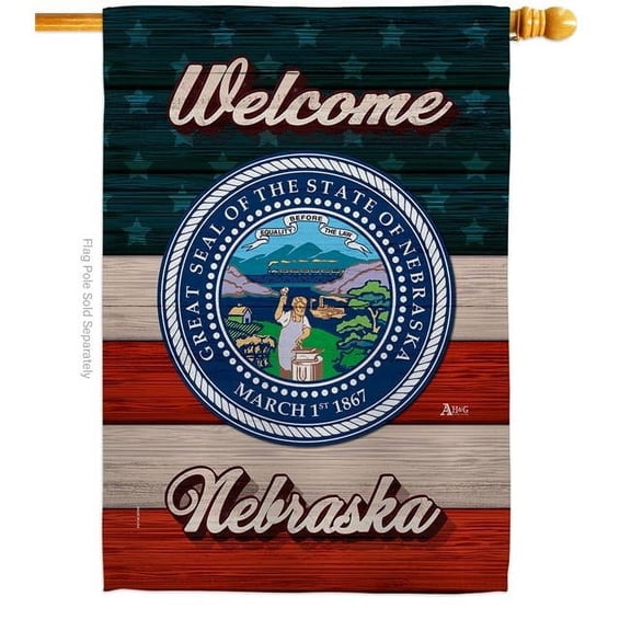 Americana Home & Garden H141284-BO 28 x 40 in. Welcome Nebraska Double-Sided Vertical Decoration Banner House & Garden Flag - Yard Gift