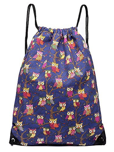 Miss Lulu Gym Drawstring Bags Lightweight Canvas Casual Backpack Sport Sackpack Horse Print 