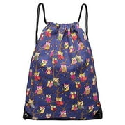 UPC 045079000391 product image for Cotton Canvas Waterproof Printed Drawstring Gym Work Backpack Rucksack (Owl N... | upcitemdb.com