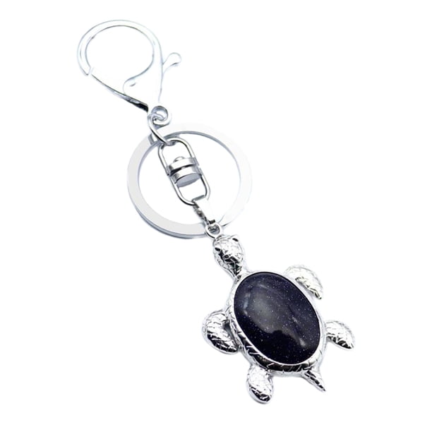Llavero con forma de tortuga, colgante de tortuga marina con piedras preciosas naturales, regalo azul Blue Yuyangstore llavero de tortuga para hombres
