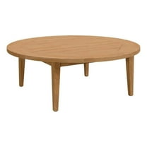 Pemberly Row Modern Round Teak Wood Outdoor Patio Coffee Table in Natural