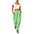 thumbnail image 6 of BLVB Womens Striped Pants Wide Leg Flowy Palazzo Pants Summer Beach Vacation Outfits Loose Trousers with Pockets, 6 of 6