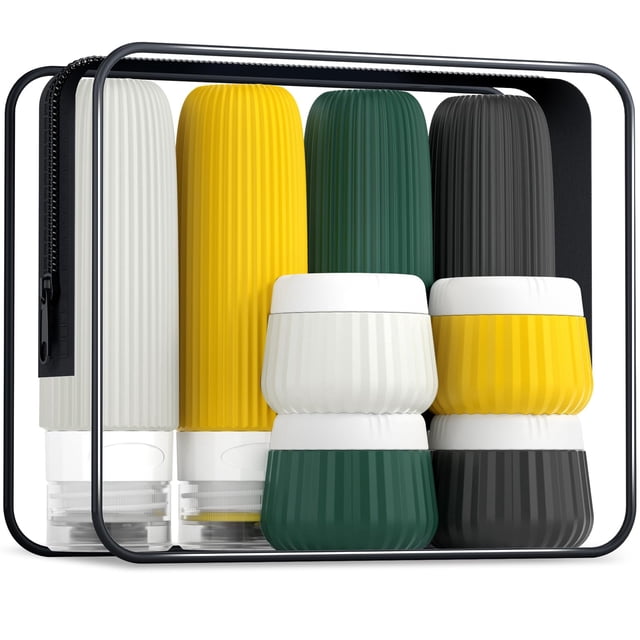 Botellas de viaje Mrsdry, paquete de 8 unidades, 90 ml, con bolsa transparente de silicona