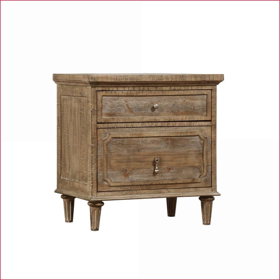 Sandstone Buff Rustic 2-Drawer Nightstand with Easy Assembly