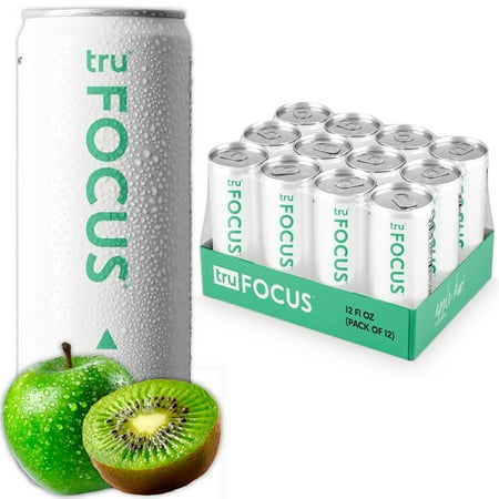 Tru Focus Seltzer  Apple Kiwi Sparkling Water Nootropic Yerba Mate Drink  12 oz (12 Pack)