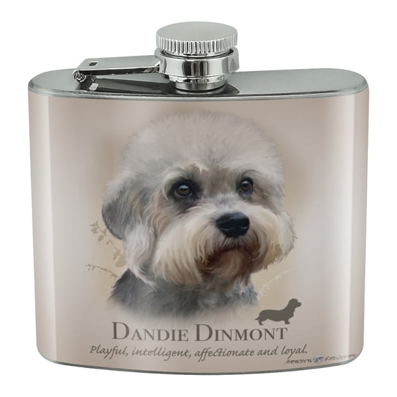 Dandie Dinmont Dog Breed Stainless Steel 5oz Hip Drink Kidney Flask