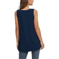 thumbnail image 3 of Jumpingount Camiseta sin mangas para mujer Camiseta sin mangas con cuello en V Blusa con cuello en V Chaleco de color sólido Vestidos Azul L Jumpingount AP003123-18, 3 of 6