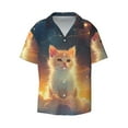 thumbnail image 2 of Lafuoo Starry Sky Constellation Cat Pattern Men's Cuban Collar Short Sleeve Shirt, Button-Down Resort Beach Pocket Shirt-XX-Large, 2 of 7