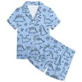 thumbnail image 4 of Ensemble de Pyjama en Soie pour Filles Garçons Imprimé Manches Courtes Pyjamas Boutonnés Ensemble de Pyjamas Décontractés Pyjamas pour Tout-Petits Garçons Filles Mode, 4 of 5