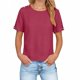 thumbnail image 1 of TaTaai Women's short sleeve crew neck top, linen cotton fabric, solid color, button cuffs, cutout detail, pullover style, casual loose fit, soft breathable, ideal for daily outings Gift, 1 of 8