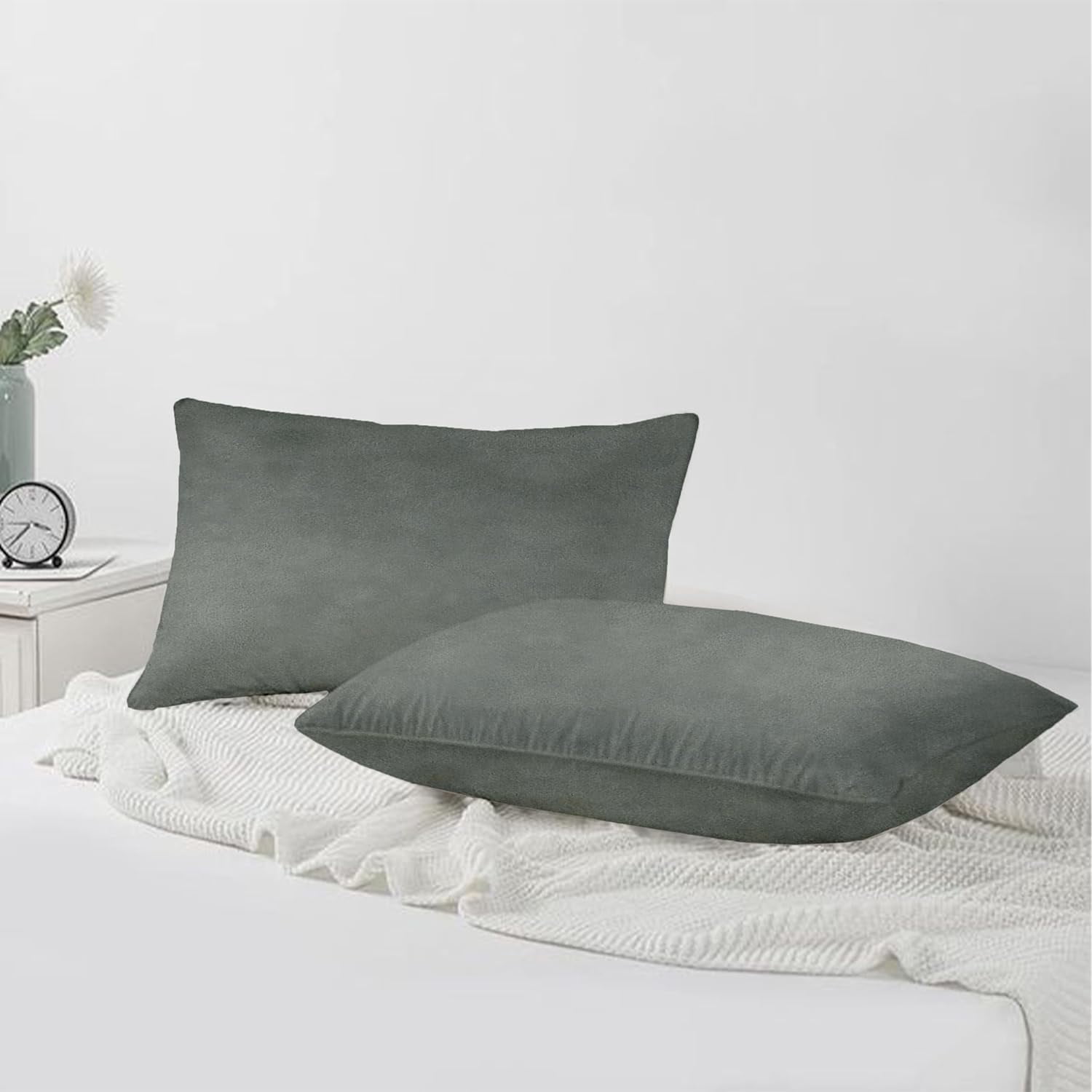 A1HC Hypoallergenic Down Alternative Pillow Inserts, 12x20 in, Rectangular, Pack of 2, Dove Grey