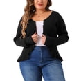 thumbnail image 1 of Cárdigan de talla grande Agnes Orinda para mujeres, suéter de punto de manga larga, frente abierto con botones rizados 4X Negro, 1 of 6