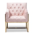 thumbnail image 2 of Baxton Studio Milan Rose Velours Rembourré Or Fini Chaise Longue, 2 of 8