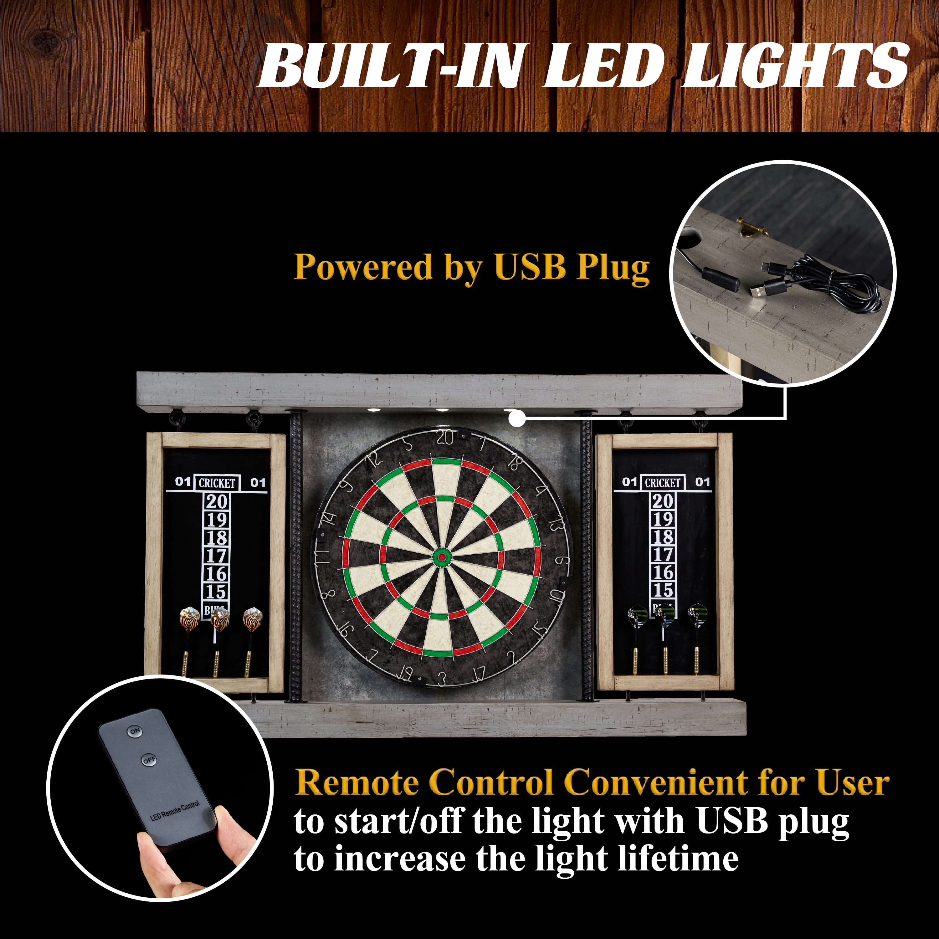 Prescott Bristle Dartboard Cabinet Set, Official Size Dart Board, by Barrington Billiards