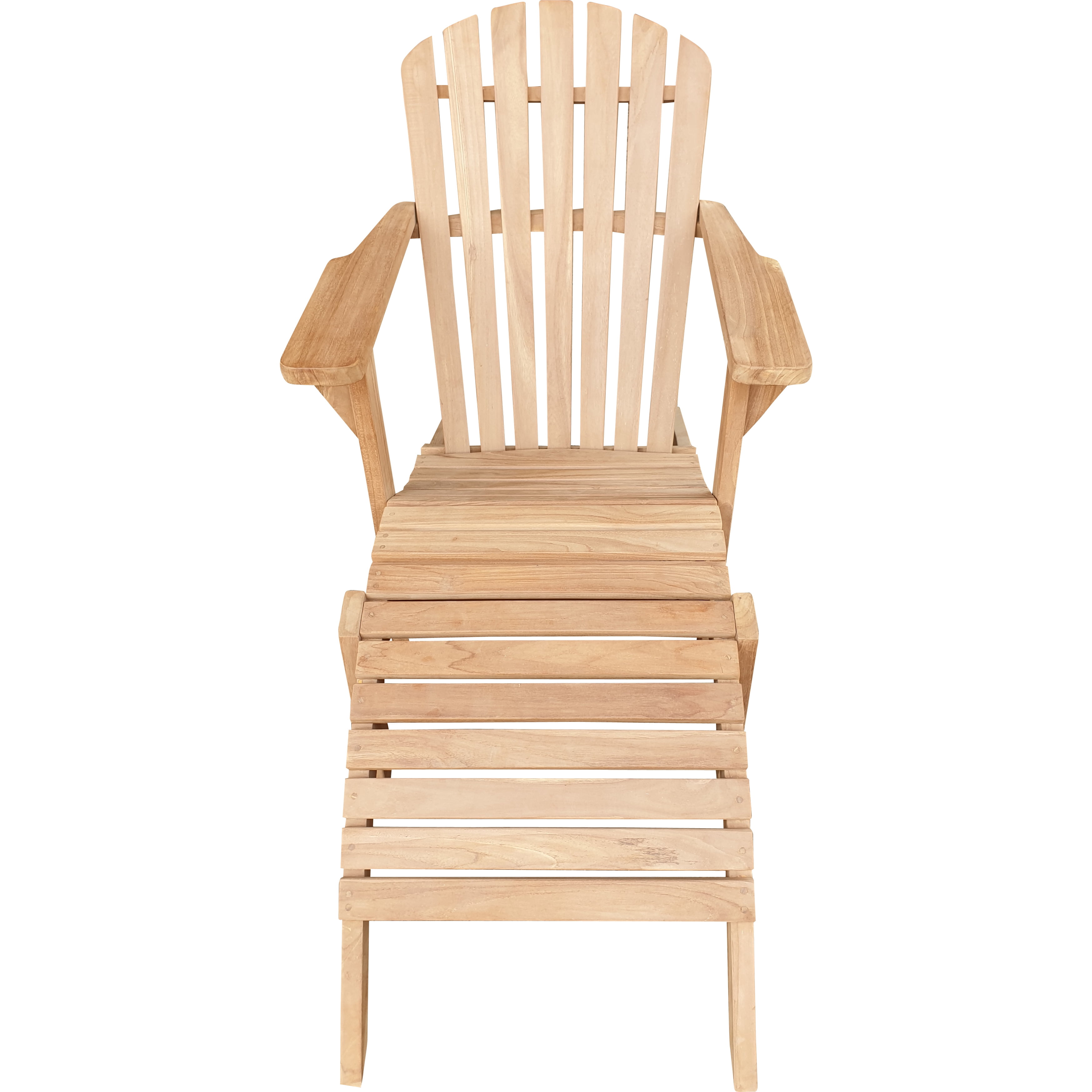 Seven Seas Teak Outdoor Patio Adirondack Chair with Footstool, A-Grade Teak Wood