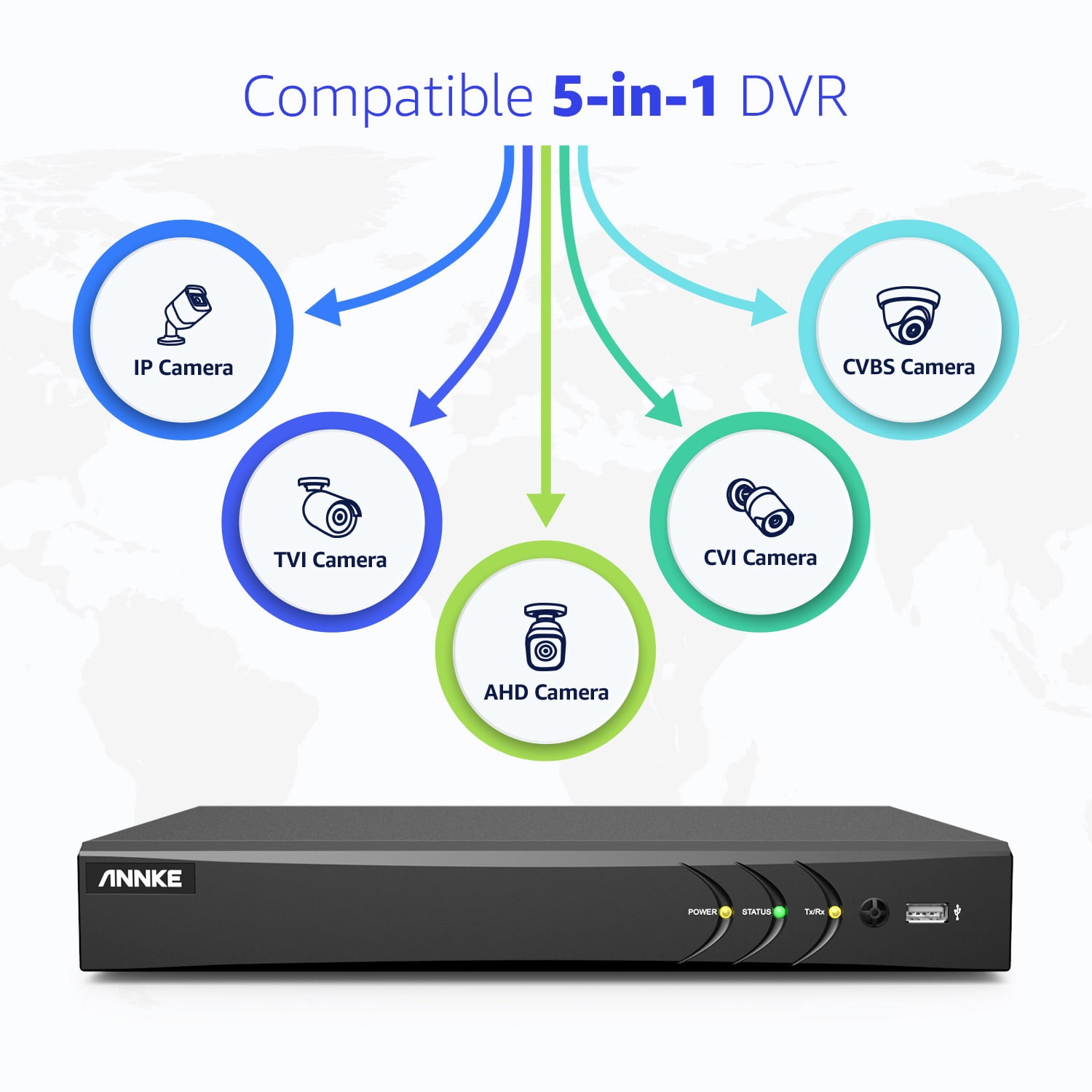 ANNKE 8CH Wired Outdoor Security Camera System with AI Human/Vehicle Detection, 4K H.265+ 5-in-1 DVR and 8x2MP Cameras, Email Alert with Snapshots, 0TB HDD, 66ft Night Vision, Smart Dual Light, White