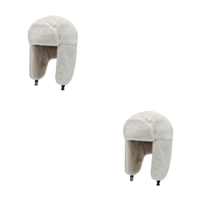 mmirethe Polyester Thicken Earflap Caps High-end Texture And Soft Texture Stay Fashionable And Warm In Cold white 2Set