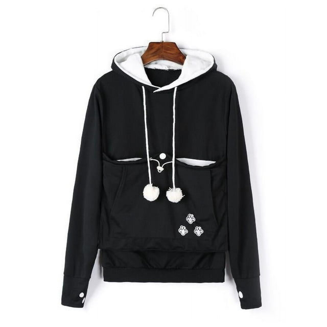 Sweat à Capuche Mode Chat pour Femmes (Noir, TG, A)