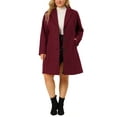 thumbnail image 3 of Agnes Orinda Women's Plus Size Coat Notched Lapel Single Breasted Long Winter Outerwear Coats with Pockets 2X Wine Red, 3 of 9