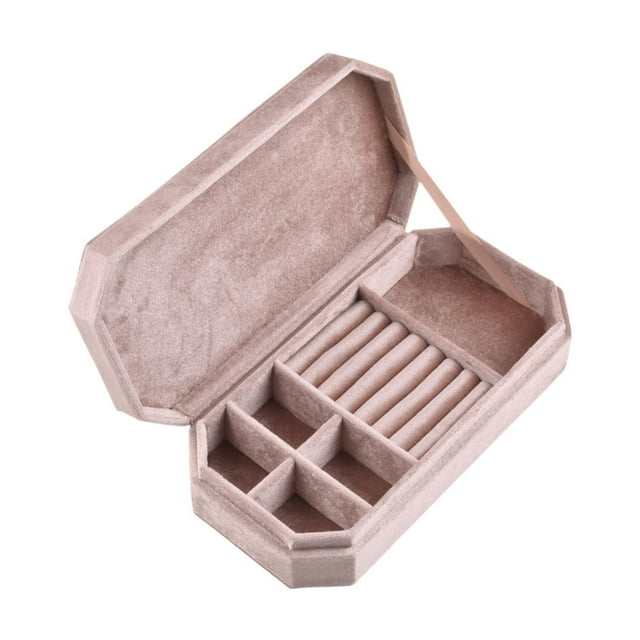 Estuche para joyas,Caja de terciopelo para guardar joyas,organizador de joyas,Estuche multiusos para joyas,Joyas Pendientes Pulseras Collar Colgante,Soporte de exhibición de anillos Rosa claro