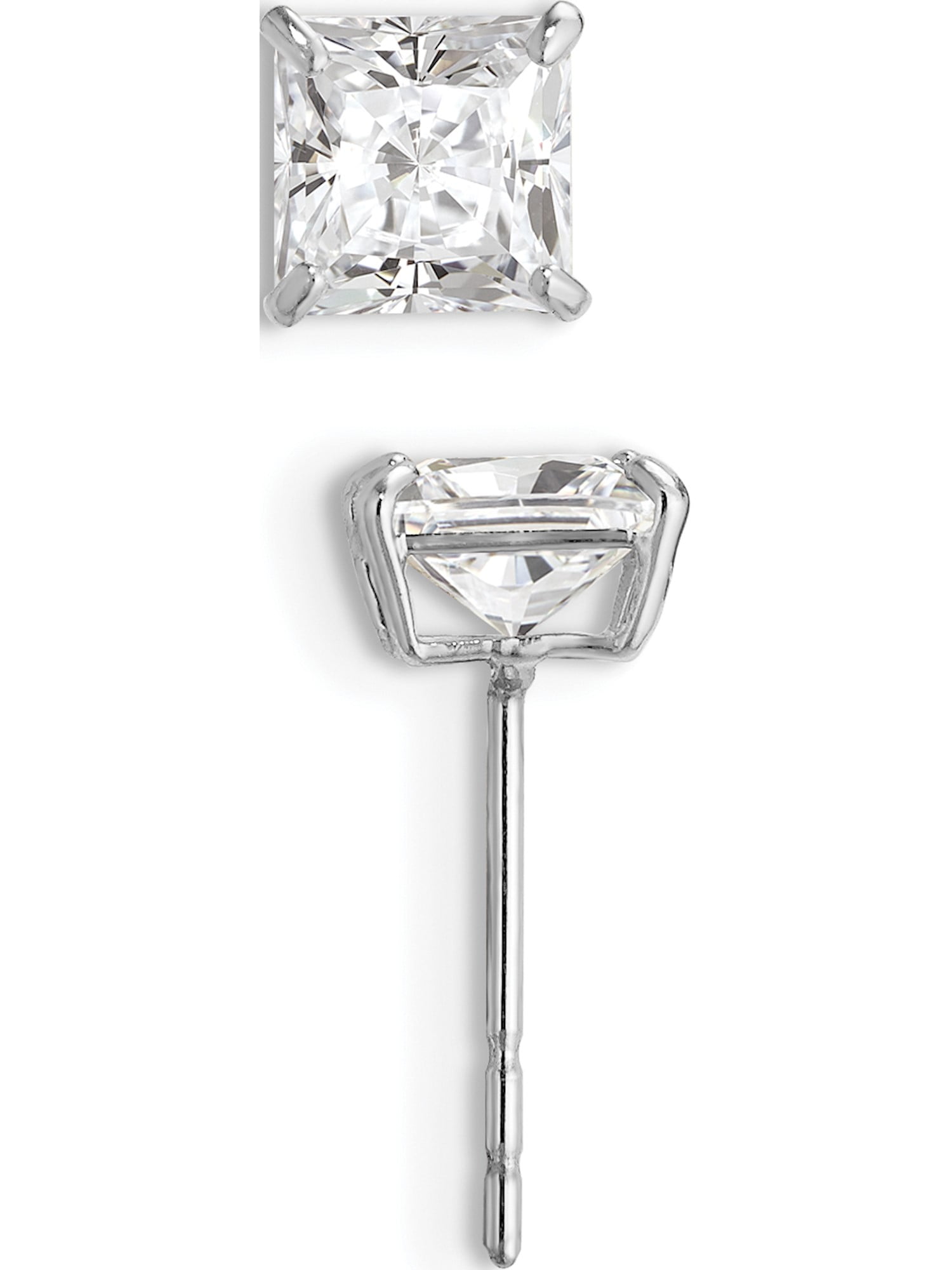14K White Gold Madi K Childrens 5 MM Square CZ Post Stud Earrings