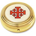 thumbnail image 1 of Red Epoxy with Gold Tone Finish Jerusalem Cross Pyx for Communion Hosts, 2 1/4 Inch, 1 of 1