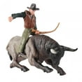 thumbnail image 2 of Figura de vaquero con toro Figura de vaca de granja Simulación realista Modelo de granja para ataque de vaca gris, 2 of 9