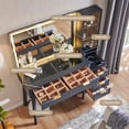 thumbnail image 2 of OKD 48" Fluted Vanity Desk with 36" Mirror and Lights, Modern Makeup Table with 5 Drawers, Charging Station, Adjustable Shelves - Dark Gray, 2 of 7