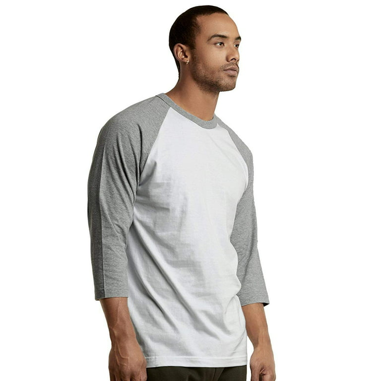 Dailywear Mens Casual Long Sleeve Plain Baseball Cotton T Shirts Red/White, Medium, Men's