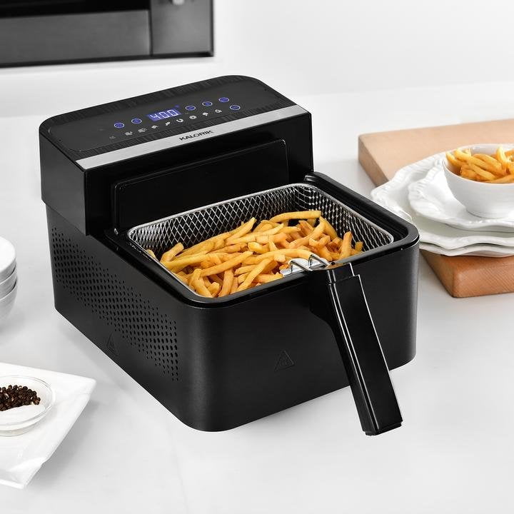 Kalorik 7-Quart Touchscreen Air Fryer With Window, Black Steel