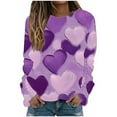 thumbnail image 2 of BSDJILFG Valentine's Day Gifts Womens Shirts Long Sleeve Sweat Love Cute Hearts Print Crew Neck Slim Fit Tunic Shirts Lounge Couples Wife's Pullover Tops, 2 of 5