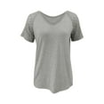 thumbnail image 5 of WIZUTIZ Summer Tops for Women 2025 Holiday Saving Fluffy T-shirt Ladies Lightweight Breathable Short Sleeve Tee Work Out Solid Tops Fashion Summer-Beach Tshirt Basic Cotton Soft V-Neck Shirts Gray L, 5 of 6