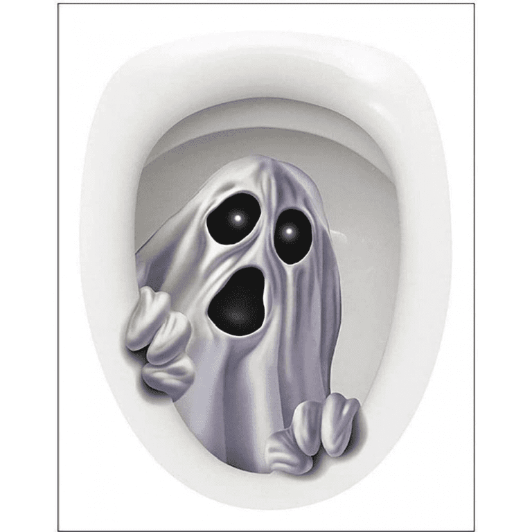 ROFARSO Halloween Toilet Lid Decals – 3D Removable Scary Shark & Bloody Handprint Stickers For Bathroom