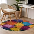 thumbnail image 4 of Round Rug 4Ft Washable Non-Slip, Colorful Dahlia Circle Area Rugs for Living Room Bedroom, Spring Flowers Modern Oil Paintings Art Indoor Floor Mats Carpet Runner for Home Decor Aesthetic, 4 of 8
