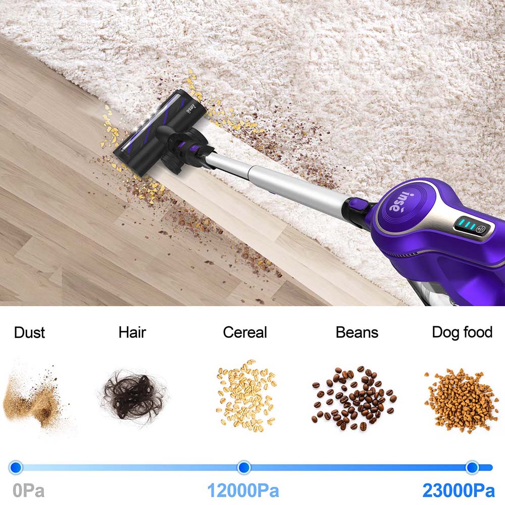 INSE Cordless Vacuum Cleaner, 10-in-1 Stick Vacuum Cleaner for Carpet Hard Floor Pet Hair, 23Kpa 250W Brushless Motor, Lightweight Handheld, 2500mAh Rechargeable Battery