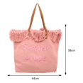 thumbnail image 2 of Bolso de hombro para mujer, bolsos de lona, ​​bolso de compras tejido con borlas (rosa) Ehuebsd Para Estrenar, 2 of 5