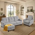 thumbnail image 2 of Soscana Sectional Sofa Set with Storage Ottoman and Accent Chair,Living Room 3 Seat L Shaped Couch and Single Chair Armchair,Living Room Furniture Set for Home Apartment Office Studio, 2 of 7