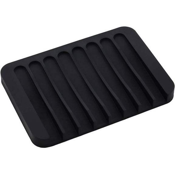 Bathroom Silicone Shower Soap Holder Dish Storage Tray Drain Slot Box Soapbox - Black
