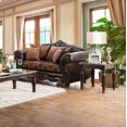 thumbnail image 5 of Majestic Royal 5 Piece Set Living Room Furniture Traditional Sofa Loveseat Pillows Cushion Brown Chenille Fabric Coffee Table End Tables Included USA, 5 of 11
