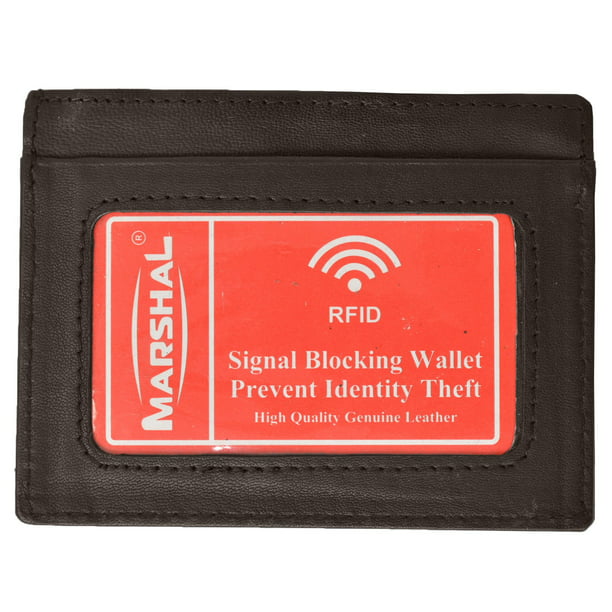 RFID Wallet Mens Slim Leather RFID Blocking Front Pocket Wallet Thin ...