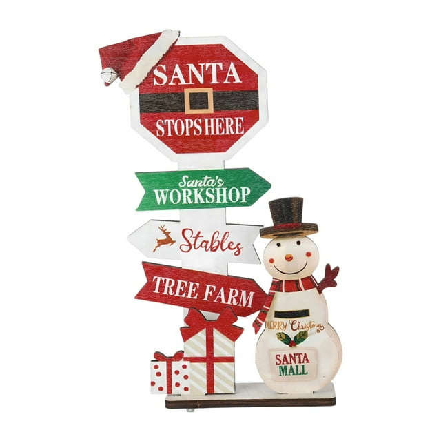 TIELUTT Wooden Center Greeting Card Style Tabletop Standing Sign (classic Style) Merry Wolf Ornament Hairdresser Snowflake Ornament Christmas Decorations Bundle and Christmas Bulbs Paramedic Ornament