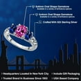 thumbnail image 2 of Gem Stone King 925 Sterling Silver Pink Created Sapphire and Blue Created Sapphire Filigree Style 3 Stone Ring for Women (2.85 Cttw, Oval 8X6MM and 6X4MM) (Size 9), 2 of 6