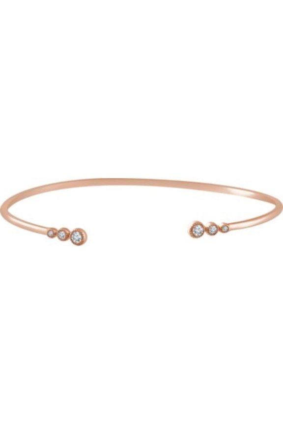 14K Rose 1/4 CTW Graduated Diamond Bangle 7" Bracelet in 14k Rose Gold