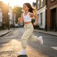 thumbnail image 5 of Ruyang Girls Jogger Pants Lightweight Loose Casual Sports Joggers Cute Letter Print Drawstring Outdoor Hiking Pants School Clothes, 5 of 6
